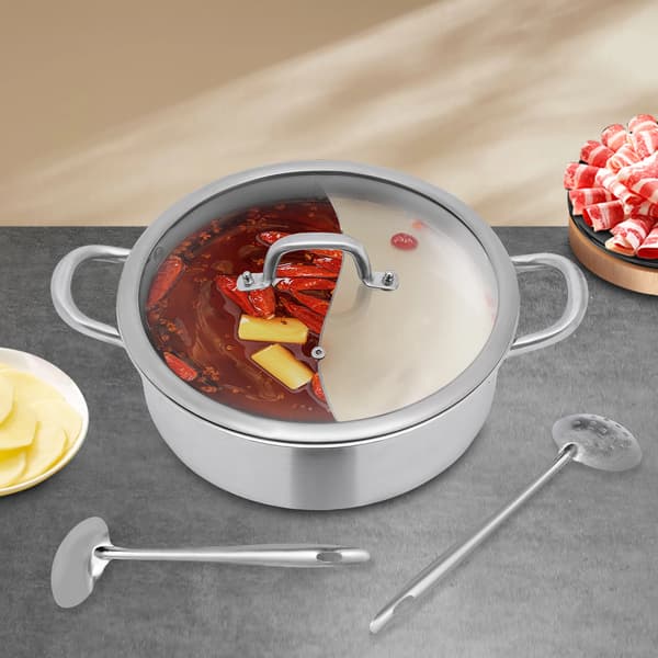Hot Pot, Rustfrit Stål, Dobbelt-Smag Design,Sølv