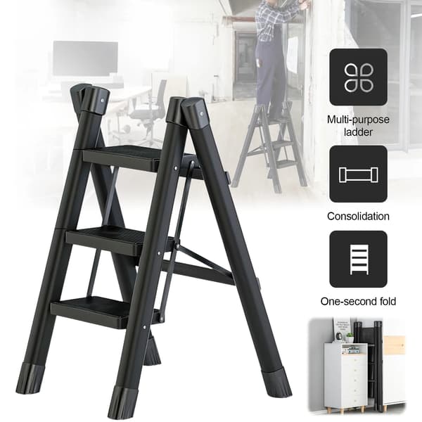 Stege, Multifunktionell Design, Fällbar för Lätt Förvaring,Tre Steg