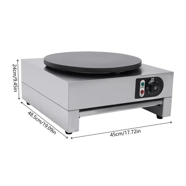 Crepe Maker, 3 kW Effekt, Justerbar Temperatur,sølv