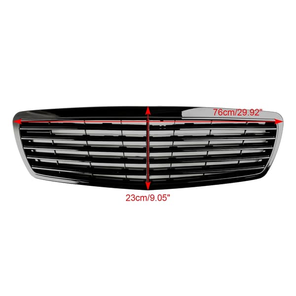 Frontgitter, ABS-plastik, Dimensioner som vist, Kompatibilitet for Mercedes-Benz E-Class W211 E320 E350 E500 E55 AMG, Frontplacering