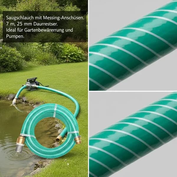 Sugslang, 7 m längd, 25 mm diameter,Grön