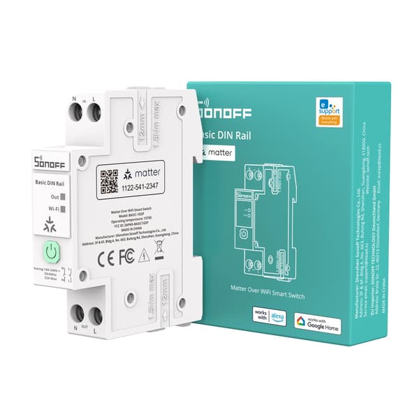 Enkeltkanals DIN-skena switch, Wi-Fi-kontroll, energimonitorering,BASIC-1GSP