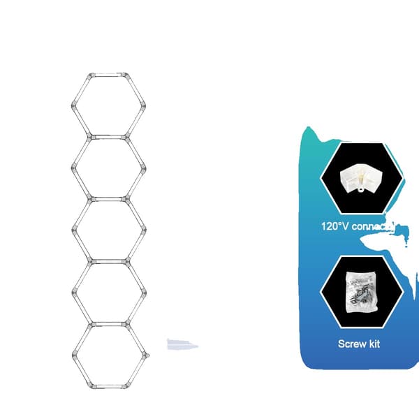 LED-lampor, hexagonal design, 6500K kallvit,Annat hål kontakta mig-a, 5-Hål-B