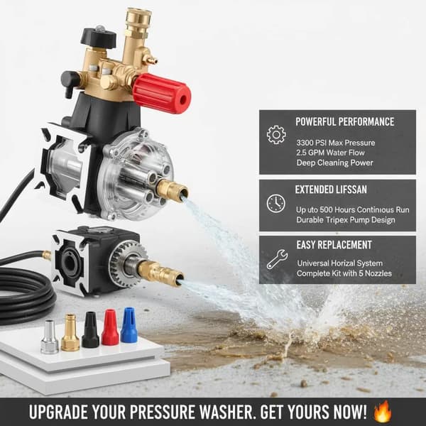 Högtryckstvättspump, 3300 PSI, reservdel, armégrön