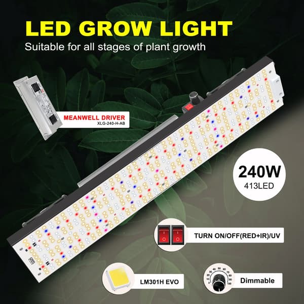LED Växtlampa, Full Spektrum, Dimmbar,240W