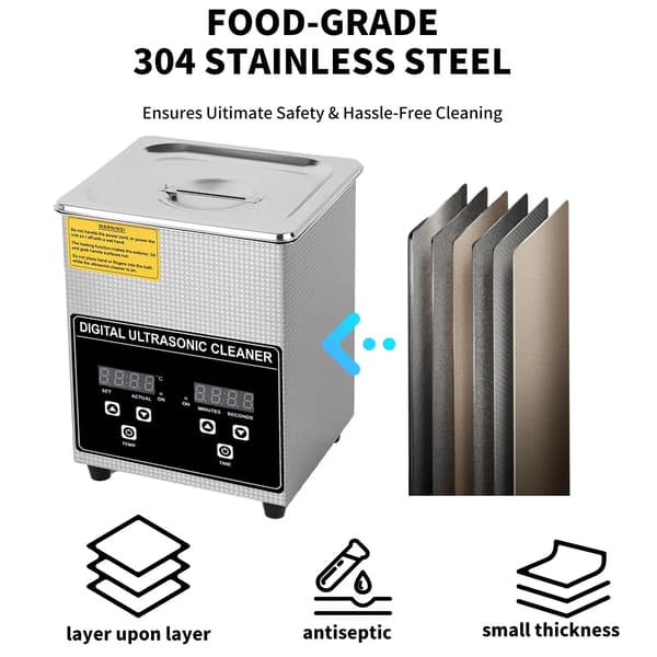 Ultralydsrenser, Rustfrit Stål, Justerbar Temperatur,Sølv, EU