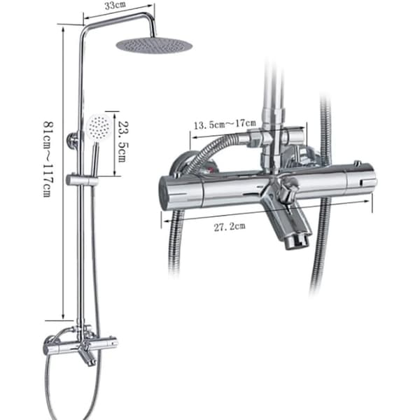 Termostatduschsystem, Väggmonterad, Justerbar Handdusch,Ljus Silver