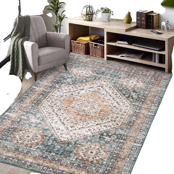 Matta, 240 x 340 cm, Halkfri Baksida, Rektangulär Form, Geometriskt Mönster, 100% Polyester