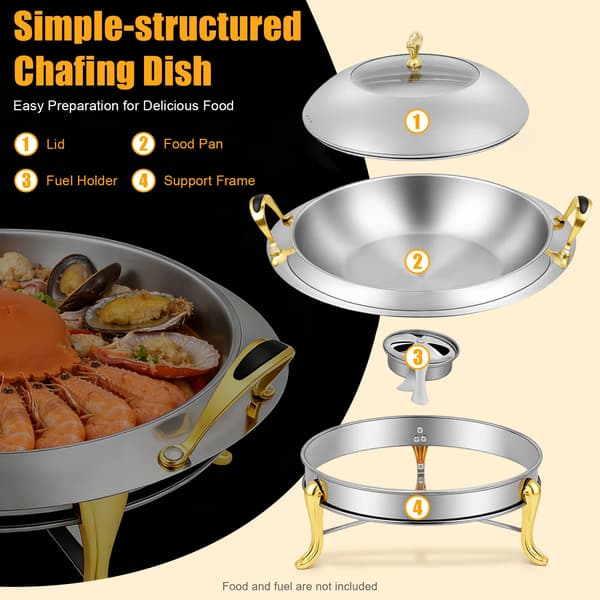 Chafing Dish, Rustfrit Stål, Stor Kapacitet,11 Inches, Sølv