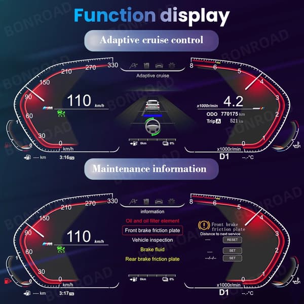 Digitalt Instrument Cluster, 12,3 Tommer Skærm, Kompatibel med Køretøjer E60 E61,E60 E61