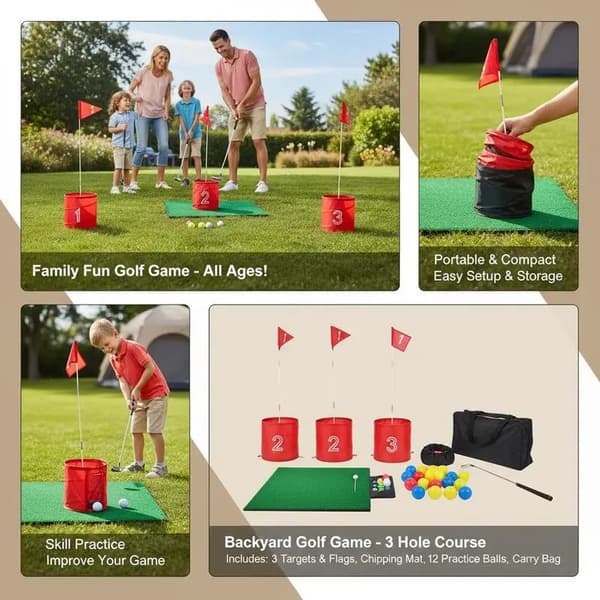 Golfset, 3-hålsbana, bärbar för utomhusbruk,Typ1