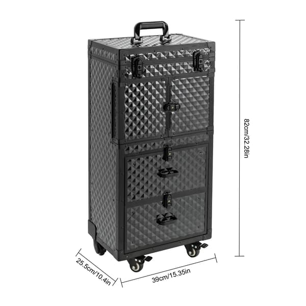 Makeup Train Case, Låselig, Multi-Lag Design,sort