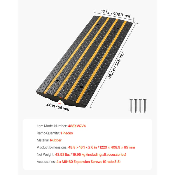 Bilindkørsel Rampe, Holdbart Gummi, Reflekterende Strips,1PCS