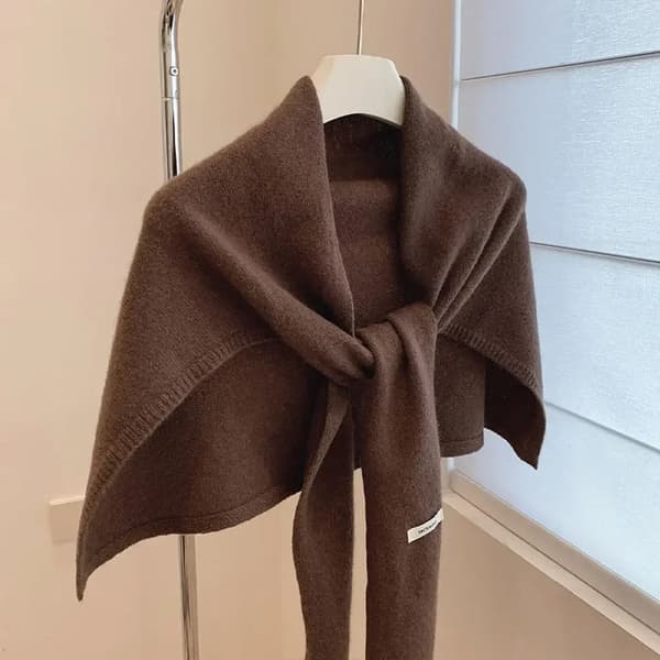 Sjal, 100% Ull, Lätt Design,En storlek-d, Kaffe