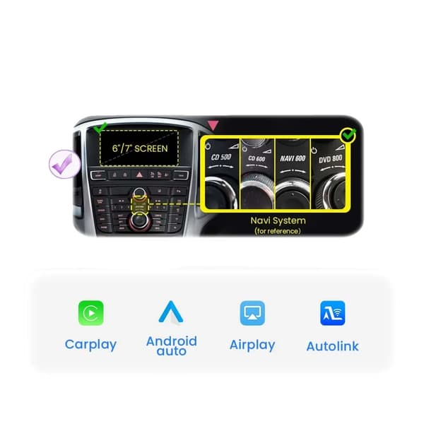 Trådløs CarPlay-modul, Bluetooth-forbindelse, støtte til bagkamera,For Opel
