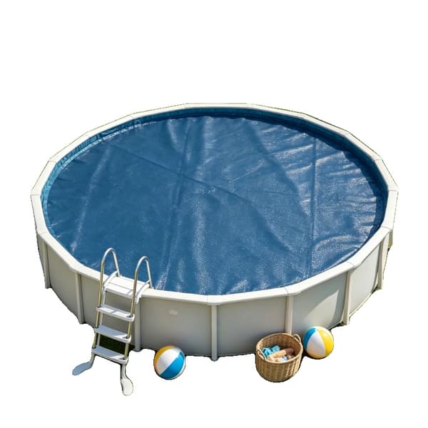 Solpoolöverdrag, 549 cm Diameter, 200 Mikron Tjocklek, Rund Form, Hållbart PE Material, Svart och Blå