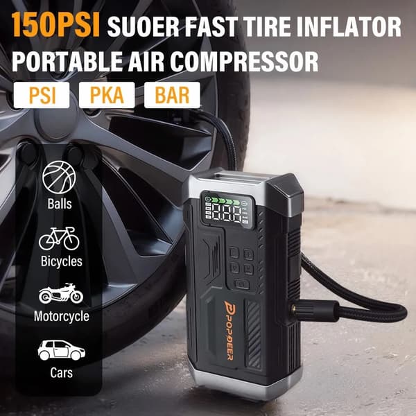 Jump Starter, Luftkompressor, Mobil Strømkilde,PD-JA3