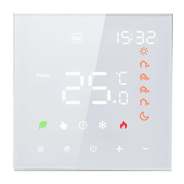 Smart Termostat, Pekskärm LCD Display, Röststyrning,Vit 3