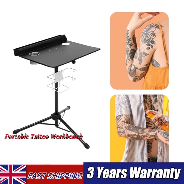 Tattoo Stand, Bærbar Design, Højdejusterbar,12 tommer, sort
