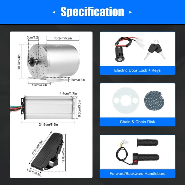 Borstrlös Motor Kit, 3KW Effekt, Hastighetskontrollfunktion,Silverfärgad