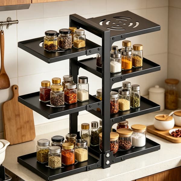 Køkkengrydeholder, Rustbestandig, Multi-niveau Design,sort