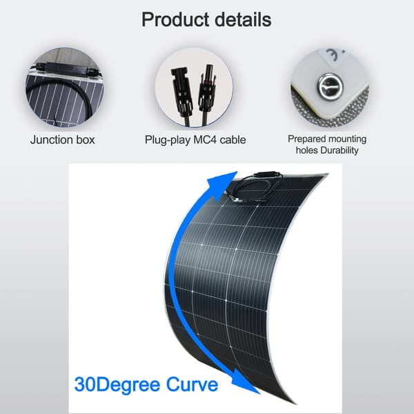 Solpanel, Flexibel Design, Hög Effektivitet,1 st 125W