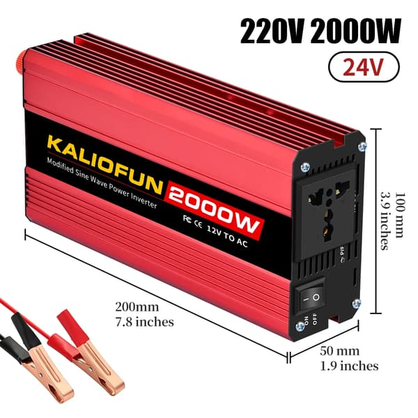 Inverter, Modifierad Sinusvåg, Kompakt Design,24v-2000w-220v