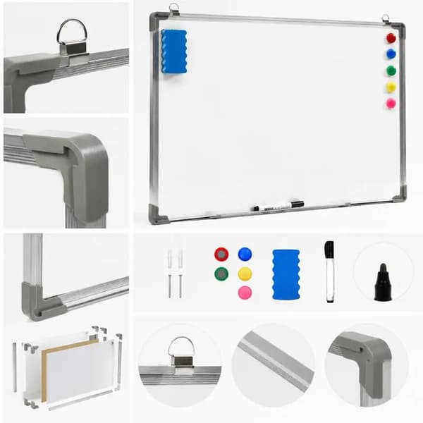 Magnetisk whiteboard, robust aluminiumram, enkel installation,Vit