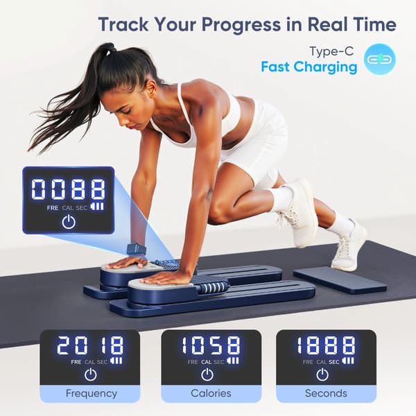 Pilates Board, Justerbare Platforme, Inkluderer Modstandsbånd,Blå