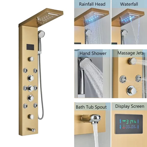 Bruserpanel, Digital Skærm, Kropsmassage Jetstråler,Gylden 8009