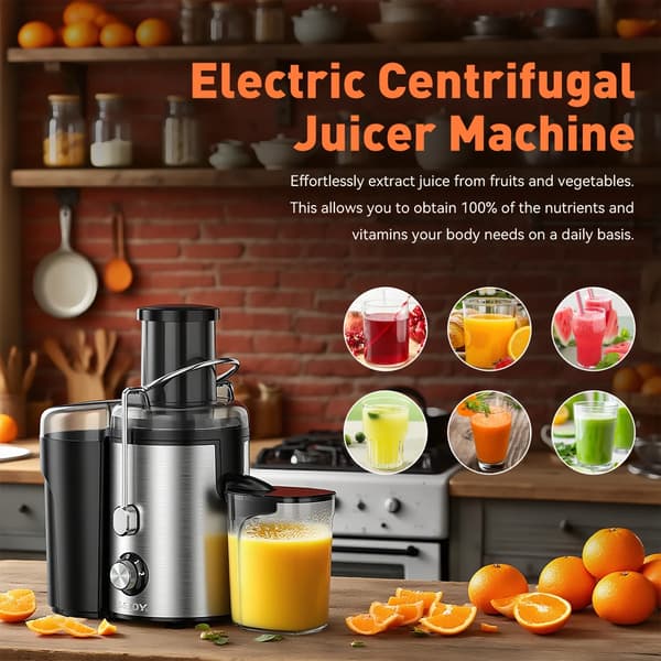 Juicer, Dobbelt Hastighedsindstillinger, Nem at Rengøre,sort