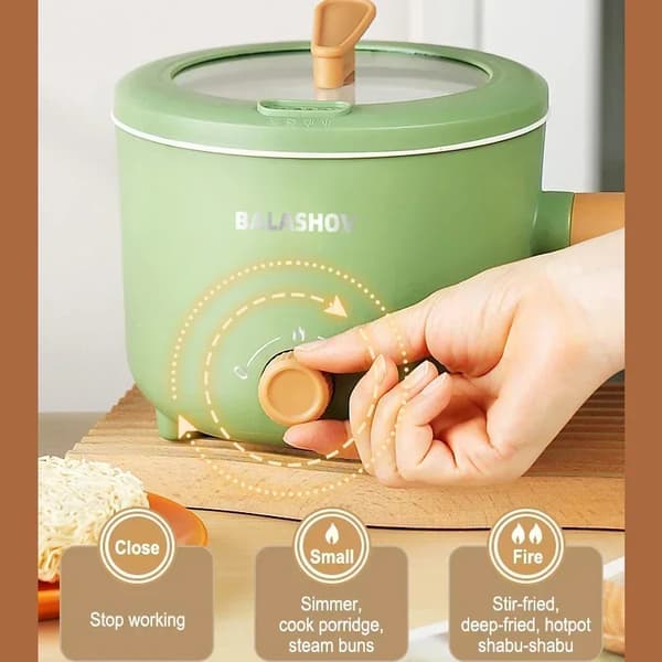 Elektrisk Hot Pot, Multifunktionel, Non-Stick Design,grøn, EU