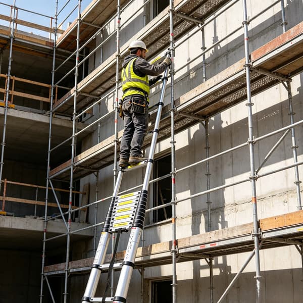 Teleskopstige, Heavy Duty, Skridsikker Design,Sølv