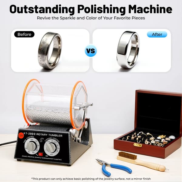Smykkepolisher, 5 hastigheder, 60 minutters timer,sort, EU