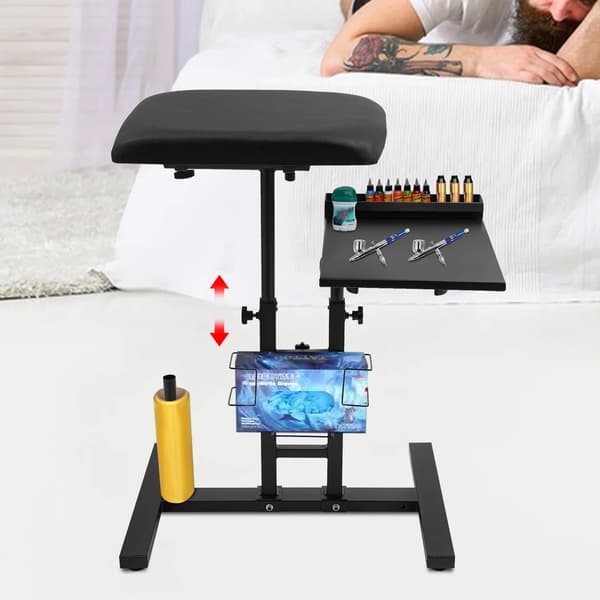 Tattoo Arbejdsbord Stativ, 360° Justerbart, Ergonomisk Design,sort