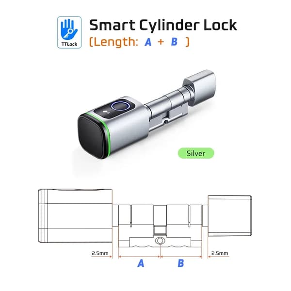 Smart Elektronisk Dörrklapp, Fingeravtryckslåsning, Bluetooth-anslutning, TT Lås-Silver, A40 B40