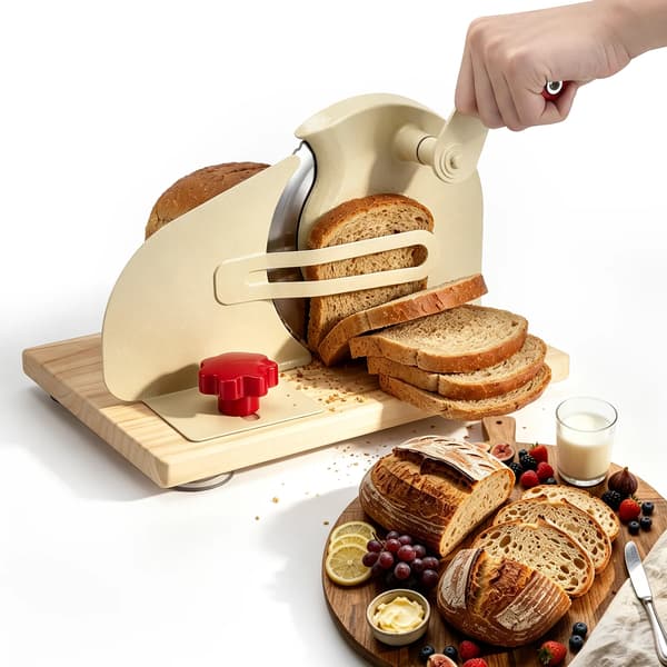 Brödskärare, Justerbar Tjocklek, Ergonomisk Design,Beige