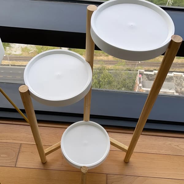 Växtställ, 3-nivådesign, platsbesparande hörndisplay,S, Bambu