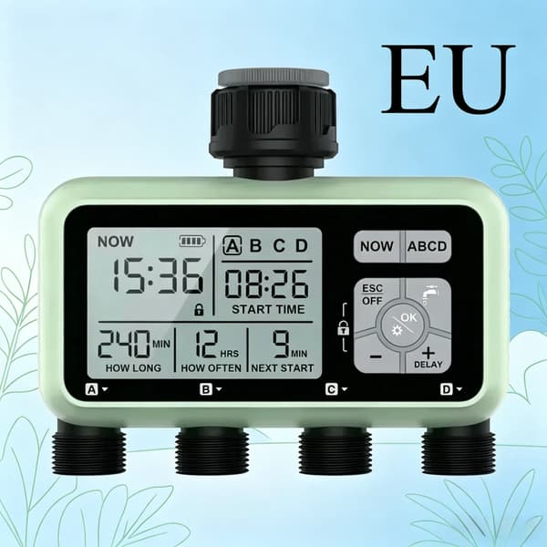 Vandtimer, 4-stik, programmerbar kontrol,EU STIK