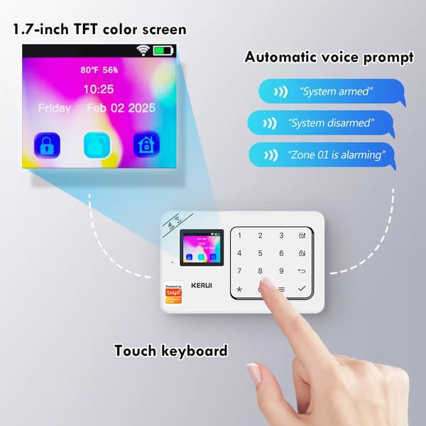Alarm System, WiFi-forbindelse, Smart Home-integration,alarmsæt 2, EU-stik