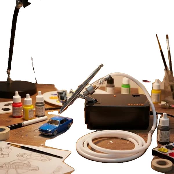 Airbrush-set, dubbelverkande, 30 psi kompressor, Röd