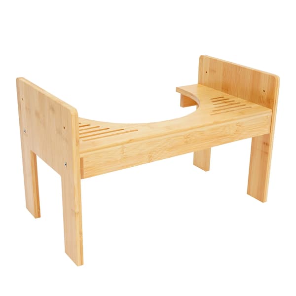 Bambustoiletstol, Justerbar Højde, Kompakt Design,Logfarve