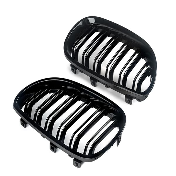 Frontbumpergrill, Dobbelt Spalter Design, Forbedret Æstetik,Glansfuld Sort