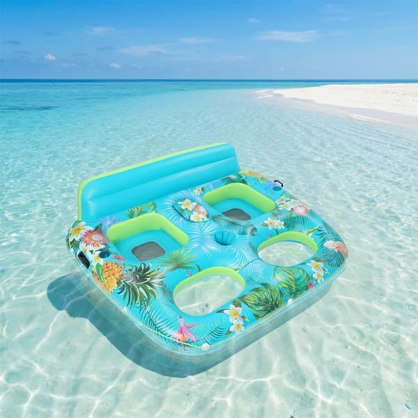 Oppustelig Pool Float, Dobbelt Person Kapacitet, Indbygget Køler,Blå