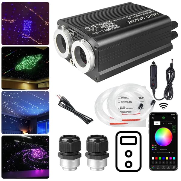 Fiberoptisk stjärnljus, Bluetooth-kontroll, blinkande och meteor-effekter,1200st-2m