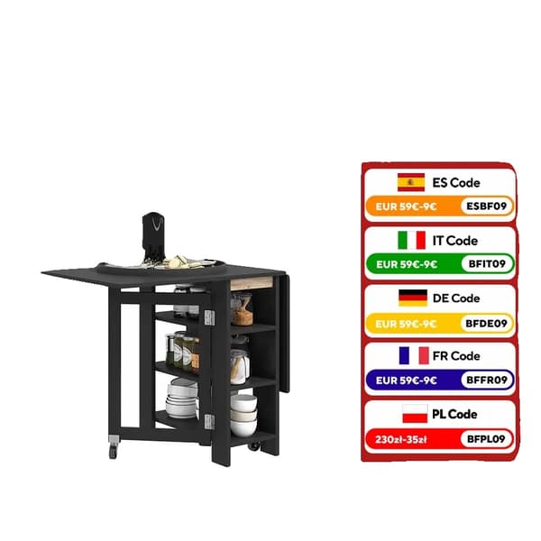 Spisebord, Foldbart Design, Moderne Stil,sort