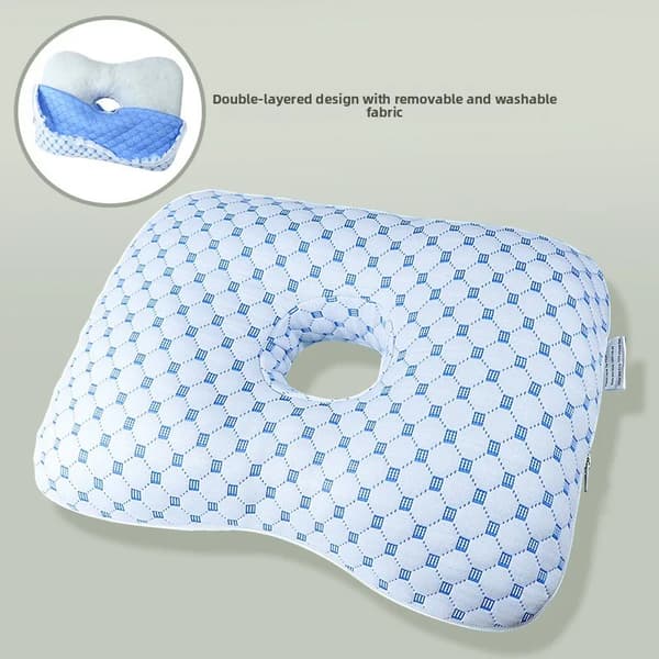 Ørepiercing Pude, Ergonomisk Design, Åndbart Bomuld,Isblå39x28x6cm