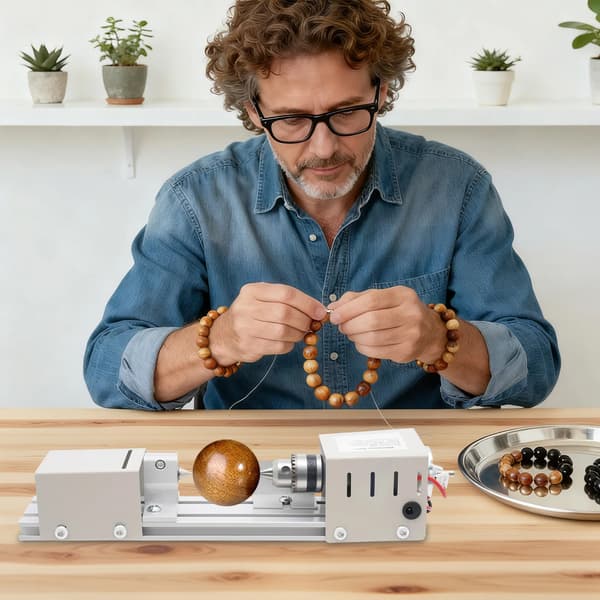Mini Drejebænk, Justerbar Hastighed, Inkluderer Snedkerknive,EU stik