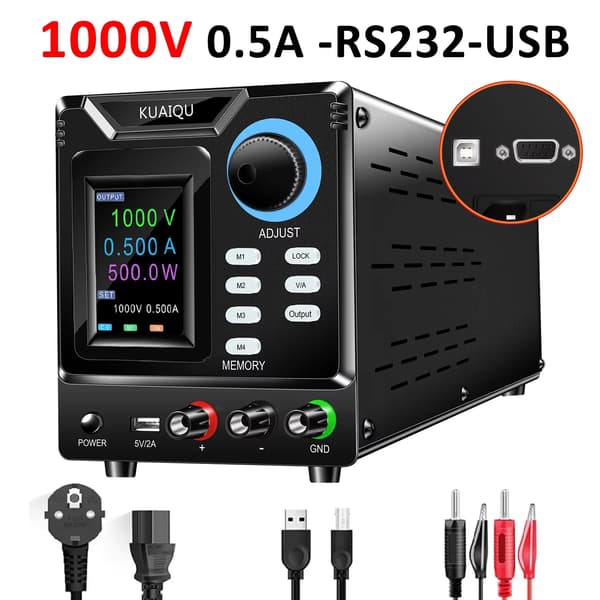 Strømforsyning, Programmerbar Kontrol, Hukommelseslagringsfunktion,1000V 0.5A RS-232USB
