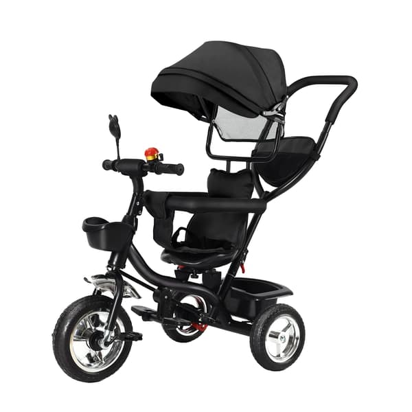 Babytricycle, justerbart håndtag, sikkerhedsfunktioner,sort
